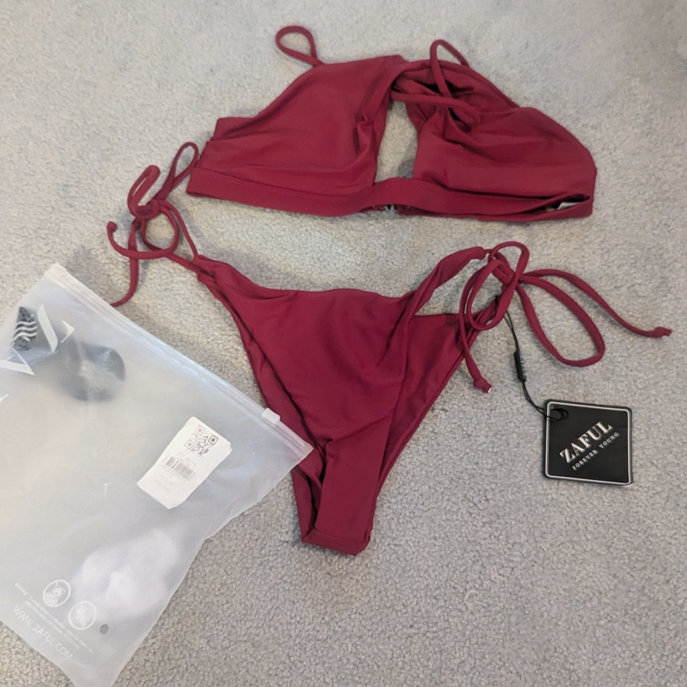 Zaful Deep Red Bikini Set